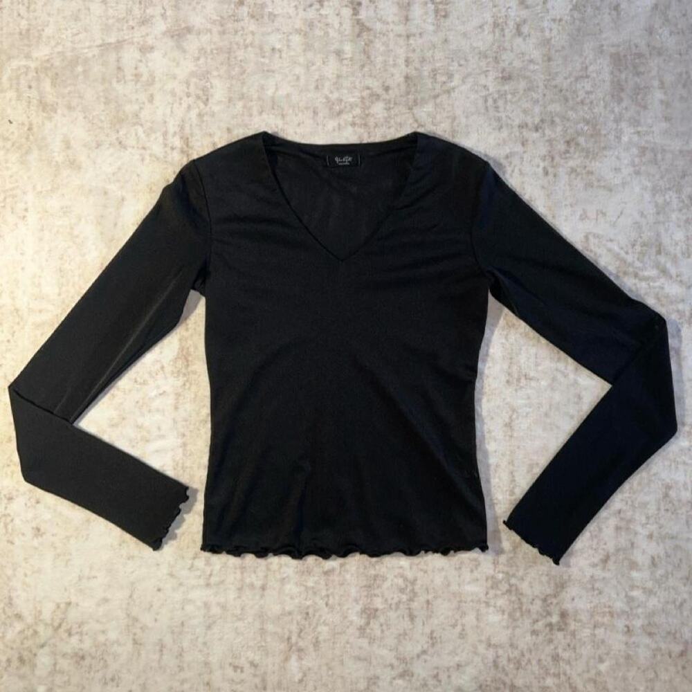 John galt black long sleeve blouse